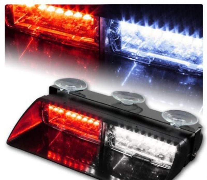 XTAUTO LED Emergency Waning Light 16 LED High Intensity Windshield Hazard Warning Flashing Strobe Law Enforcement Interior Roof Dash Windshield Safety Lamps with Suction Cups for Car Truck Red White - Image 1